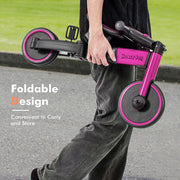 Triciclo para niños 4 en 1 con manija ajustable para padres y pedales desmontables, rosa - Color: rosa