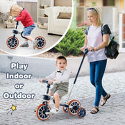 Triciclo para niños 4 en 1 con manija de empuje ajustable para padres y altura del asiento, color azul marino - Color: azul marino