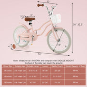 Bicicleta para Niños con Freno de Mano Delantero y Freno de Contrapedal Trasero-Rosa - Color: Rosa