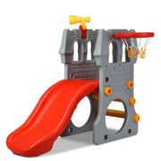 5 in 1 Toddler Climber Slide Playset with Basketball Hoop and Telescope - Color: Multicolor