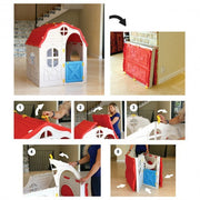 Kids Cottage Playhouse Foldable Plastic Indoor Outdoor Toy - Color: Multicolor