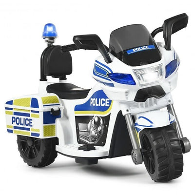 La policía infantil de 3 ruedas y 6 V monta en motocicleta con respaldo