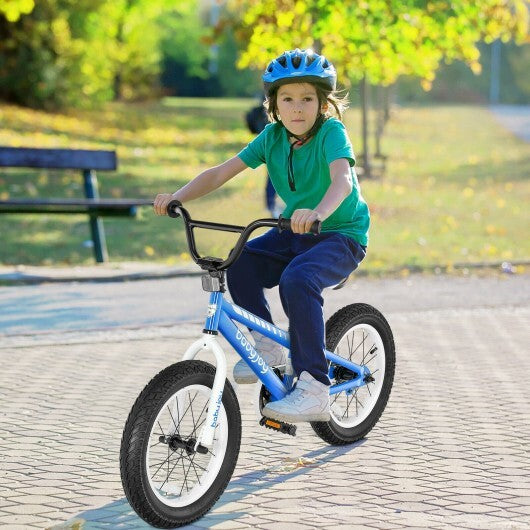 16-Zoll-Kinderfahrrad mit Stützrädern für Kinder im Alter von 5 bis 8 Jahren – Blau – Farbe: Blau