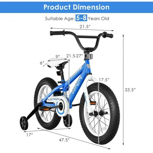 16 Inch Kids Bike Bicycle with Training Wheels for 5-8 Years Old Kids-Blue - Color: Blue