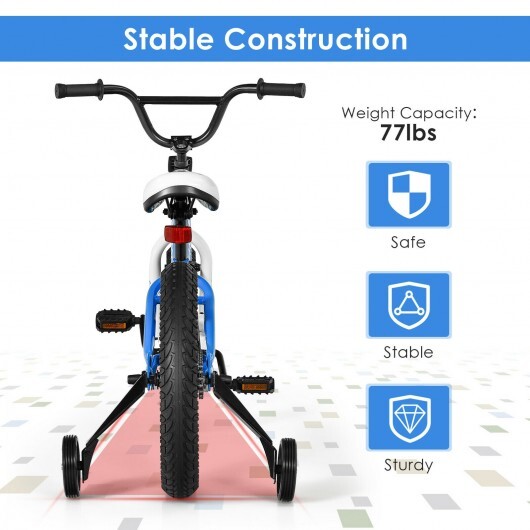 Bicicleta para niños de 16 pulgadas con ruedas de entrenamiento para niños de 5 a 8 años, azul - Color: azul