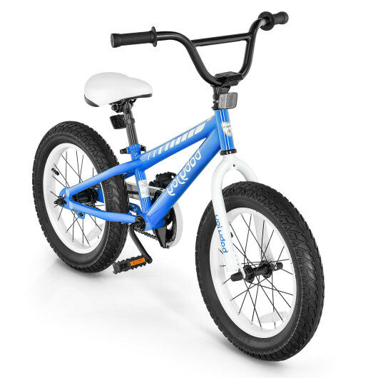 16-Zoll-Kinderfahrrad mit Stützrädern für Kinder im Alter von 5 bis 8 Jahren – Blau – Farbe: Blau