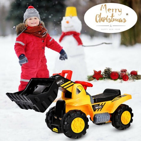 6V Electric Kids Ride On Bulldozer Pretend Play Truck Toy with Adjustable Bucket - Color: Yellow