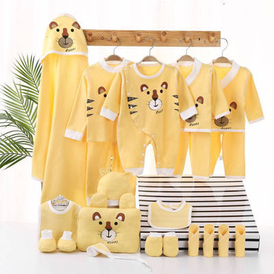 Color: Yellow, Child size: 0TO6months - Baby Clothes Spring And Autumn Suit Gift Box Summer Newborn Baby Full Moon Meeting Supplies